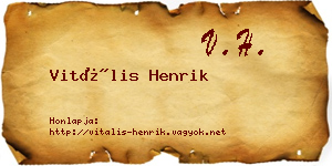 Vitális Henrik névjegykártya